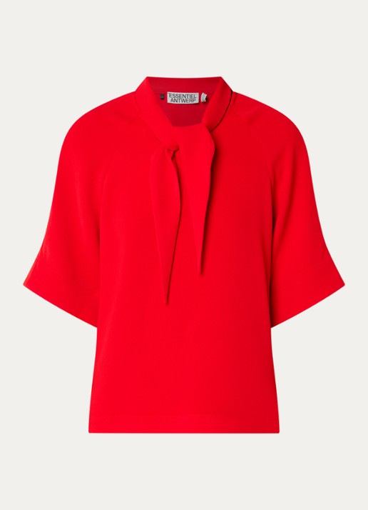 Essentiel Antwerp Kassie tuniek met sjaalkraag - voorkant 3 rood