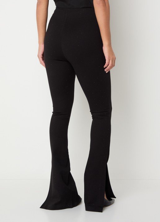 Essentiel Antwerp Kastar high waist flared broek met pailletten - achterkant zwart