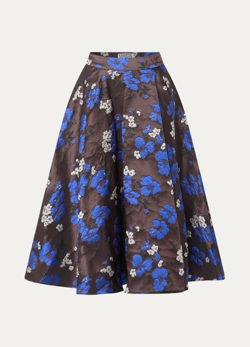 Essentiel Antwerp Kathyanne midi A-lijn rok met jacquard dessin - voorkant 2 donkerbruin