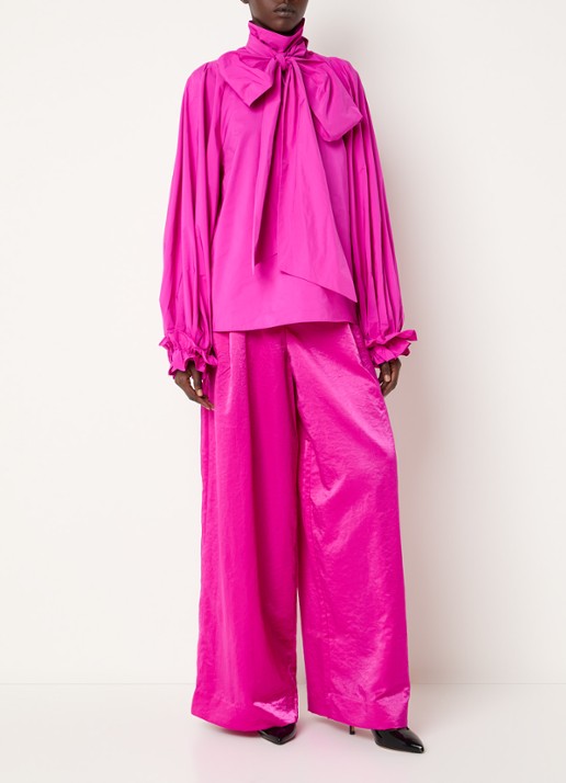 Essentiel Antwerp Kelly blouse met sjaalkraag  - voorkant 4 fuchsia