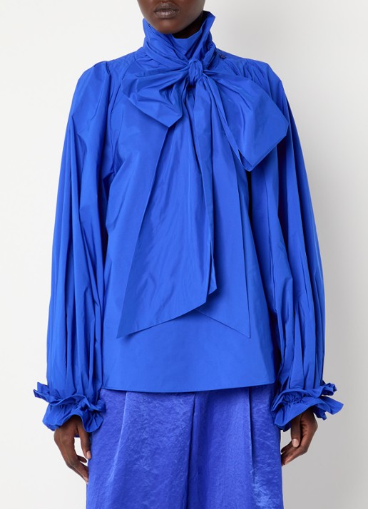 Essentiel Antwerp Kelly blouse met sjaalkraag  - detail 3 kobaltblauw