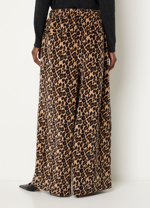 Essentiel Antwerp Kelly low waist wide fit broek met panterprint - achterkant 4 camel