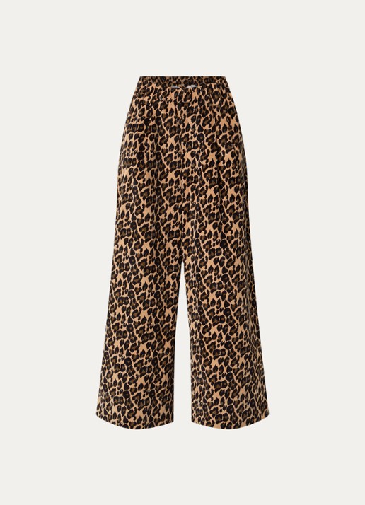 Essentiel Antwerp Kelly low waist wide fit broek met panterprint - voorkant 2 camel
