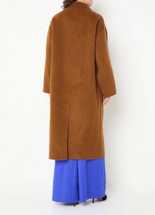 Essentiel Antwerp Kelp oversized mantel van wol met steekzakken - achterkant 4 oranjebruin
