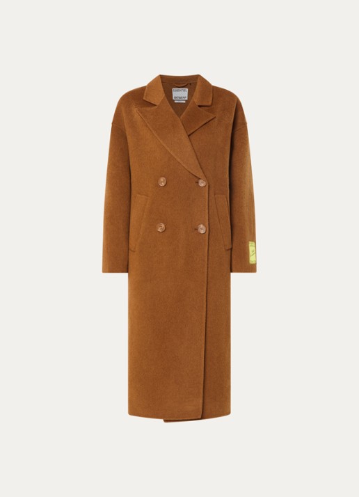 Essentiel Antwerp Kelp oversized mantel van wol met steekzakken - voorkant oranjebruin