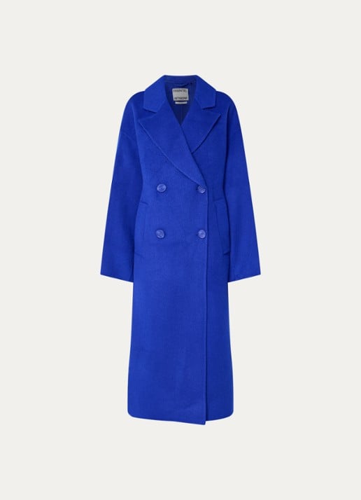 Essentiel Antwerp Kelp oversized mantel van wol met steekzakken - voorkant 3 kobaltblauw