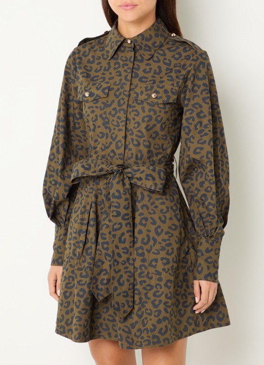 Essentiel Antwerp Keto mini blousejurk met camouflage print