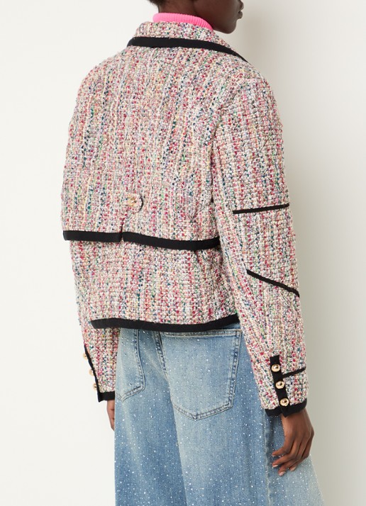 Essentiel Antwerp Kira1 cropped blazer van tweed met lurex - achterkant roze