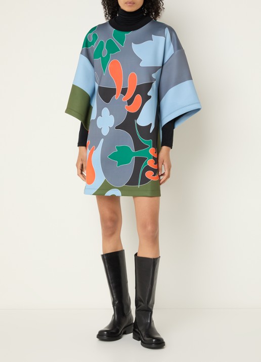 Essentiel Antwerp Klassic mini T-shirt jurk met print - voorkant 2 grijs