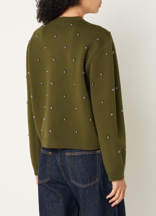 Essentiel Antwerp Klou sweater met studs - achterkant 2 groen