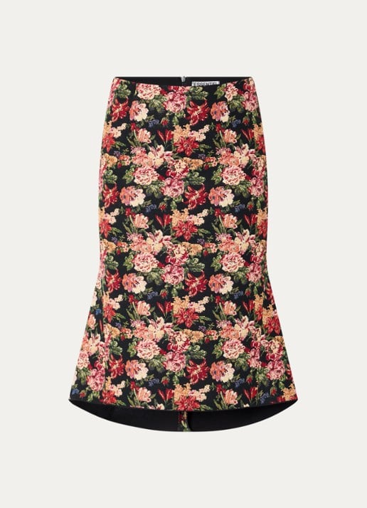 Essentiel Antwerp Kochet midi rok met bloemenprint - voorkant 3 rood