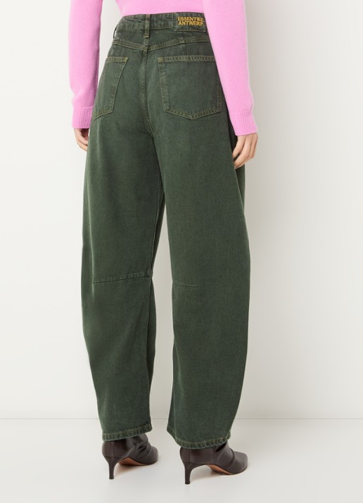 Essentiel Antwerp Kokos mid waist cropped balloon fit jeans met gekleurde wassing - achterkant 3 grijsmele