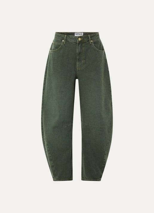 Essentiel Antwerp Kokos mid waist cropped balloon fit jeans met gekleurde wassing - voorkant grijsmele