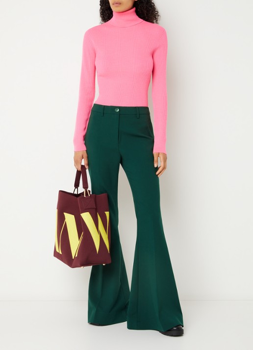 Essentiel Antwerp Konsiderate high waist flared fit broek - voorkant 4 donkergroen