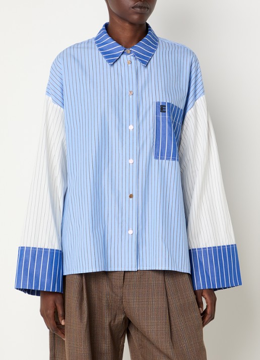 Essentiel Antwerp Kovid blouse met streepprint en trompetmouw