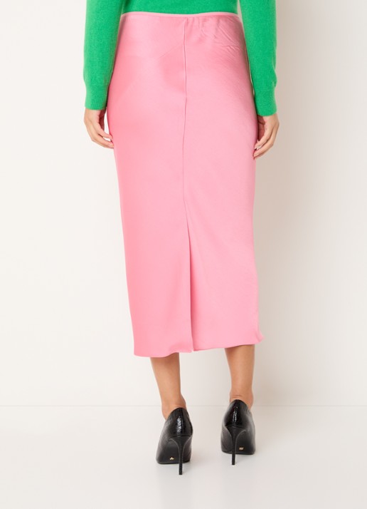 Essentiel Antwerp Krump midi rok van satijn - achterkant 3 roze