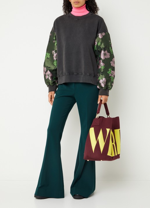 Essentiel Antwerp Kueer sweater met jacquard dessin - voorkant 4 antraciet