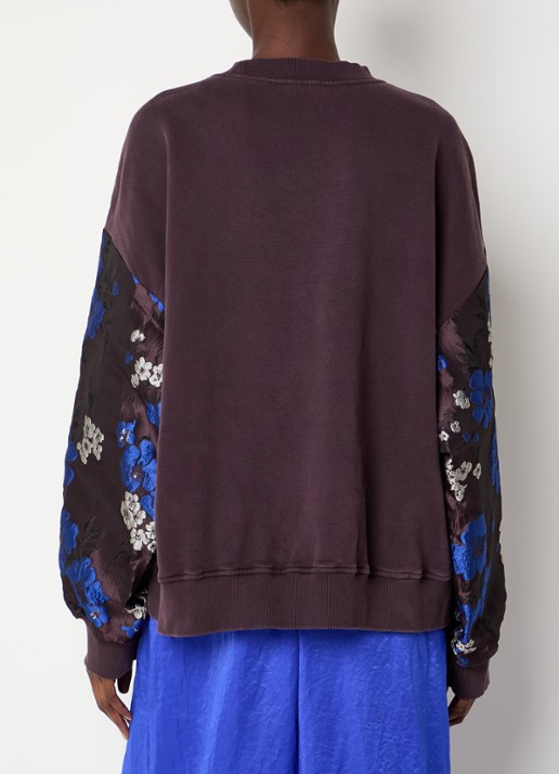 Essentiel Antwerp Kueer sweater met jacquard dessin - achterkant bruin