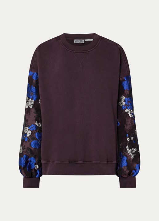 Essentiel Antwerp Kueer sweater met jacquard dessin - voorkant 2 bruin