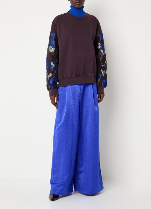 Essentiel Antwerp Kueer sweater met jacquard dessin - voorkant 3 bruin