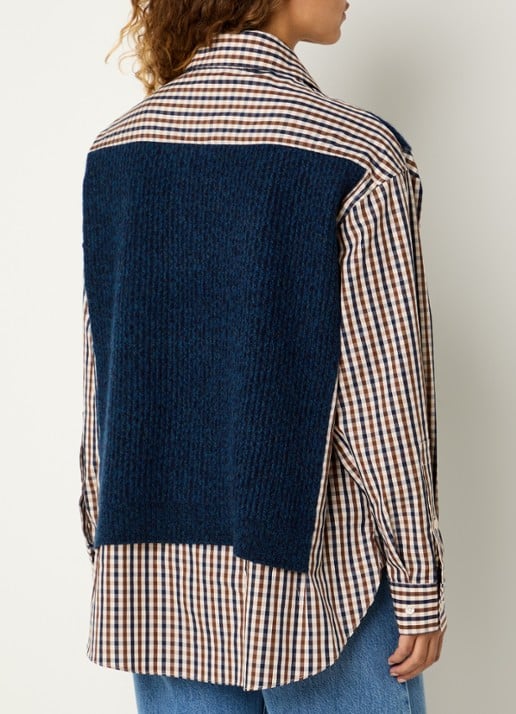 Essentiel Antwerp Kute blouse met ruitdessin - achterkant 2 donkerblauw