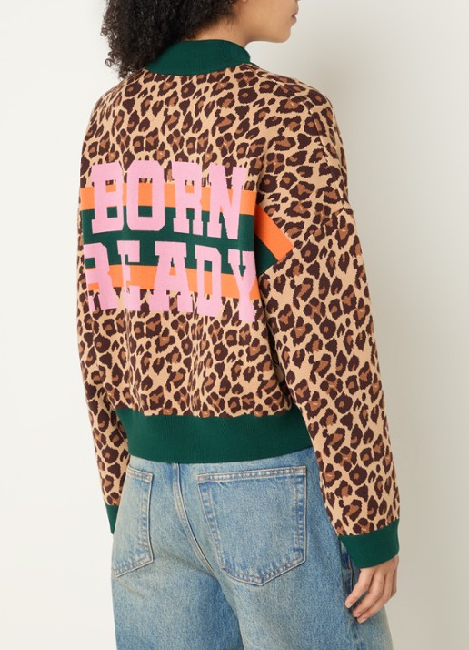Essentiel Antwerp Kutie sweatvest met panterprint