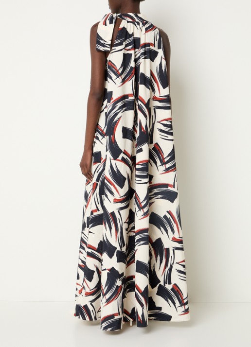 Essentiel Antwerp Maxi jurk met print - achterkant 4 gebroken wit