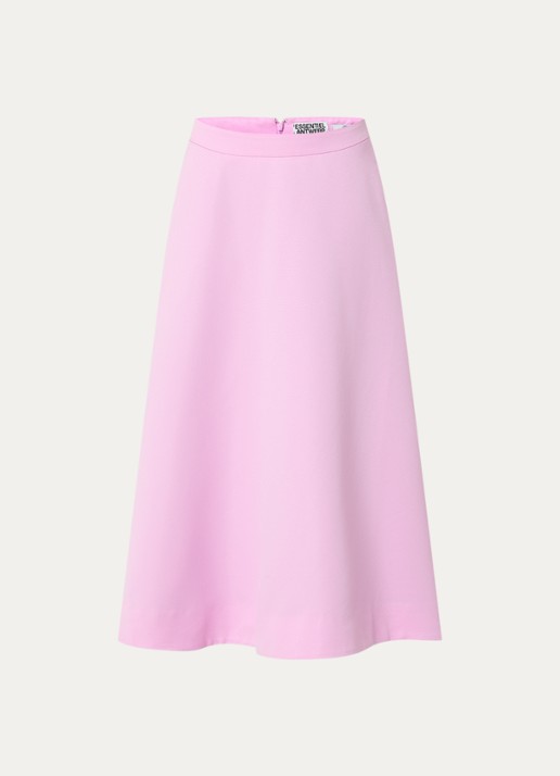 Essentiel Antwerp Midi A-lijn rok met steekzakken en bloemenprint - voorkant 2 roze