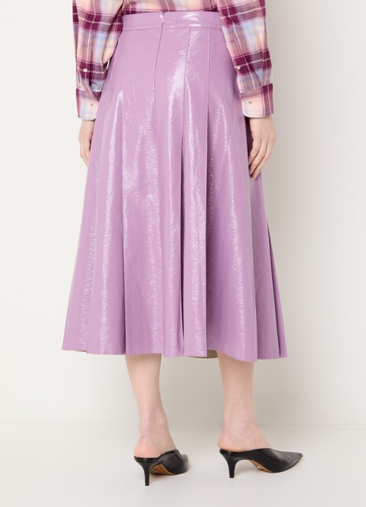 Essentiel Antwerp Midi rok van imitatieleer  - achterkant 4 paars