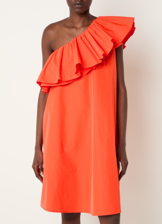 Essentiel Antwerp Mini jurk met asymmetrische hals en volant