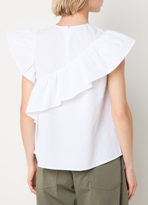 Essentiel Antwerp Mouwloze top met volant - achterkant 4 wit