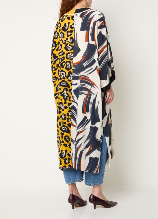 Essentiel Antwerp Openvallend vest met panterprint - achterkant 4 geel