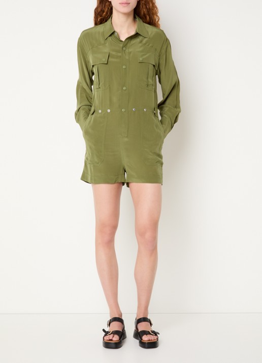 Essentiel Antwerp Playsuit met afneembare maxi plooirok - voorkant 3 mosgroen
