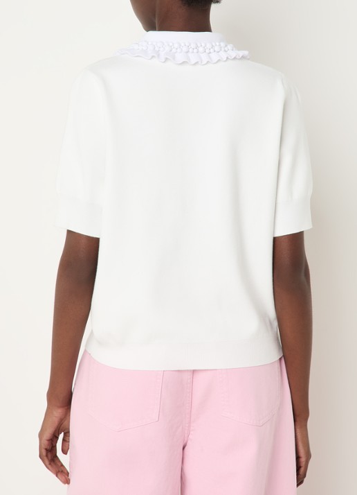 Essentiel Antwerp Polo met Peter Pan-kraag en kralendecoratie - achterkant 4 wit