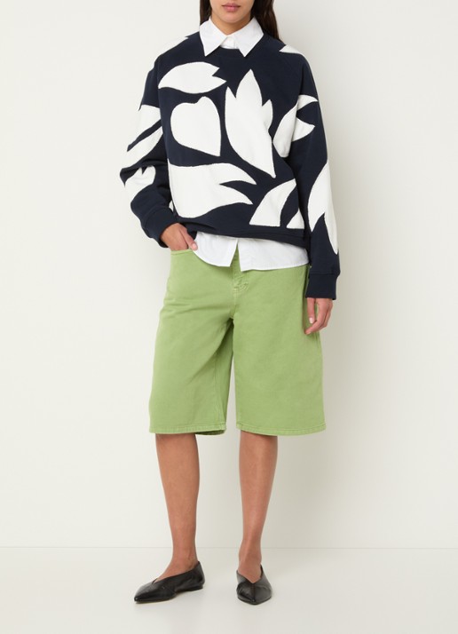 Essentiel Antwerp Sweater met print en strass - voorkant 3 donkerblauw