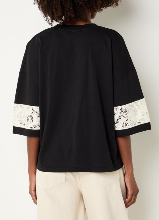 Essentiel Antwerp T-shirt met broderie - achterkant 3 zwart