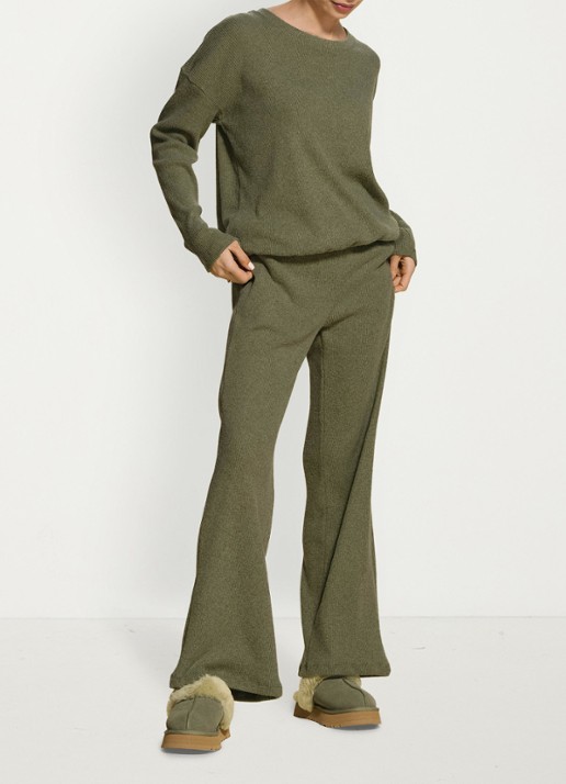 Essenza Dani loungebroek met gemeleerd dessin - detail 2 groen