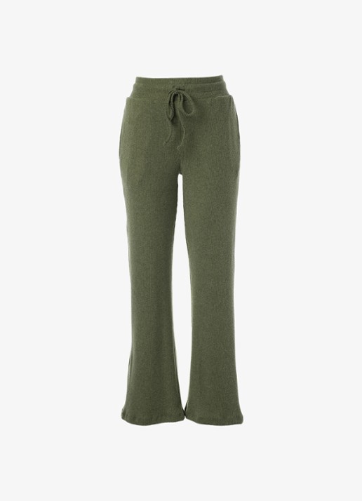 Essenza Dani loungebroek met gemeleerd dessin - voorkant 6 groen