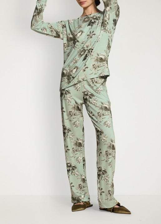 Essenza Denna Florean loungetop met bloemenprint - voorkant 5 groen