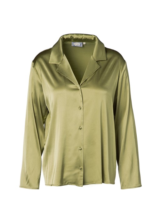 Essenza Elodie loungetop met glanzende finish - voorkant groen