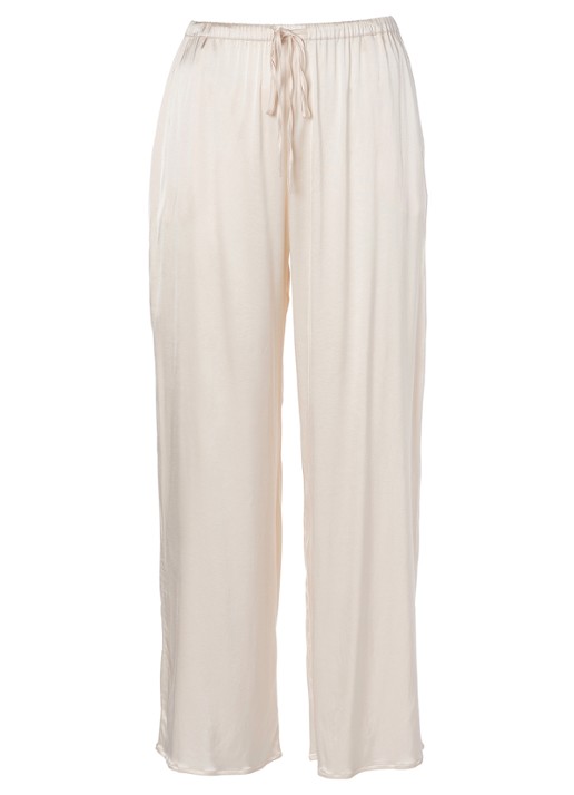 Essenza Ida loungebroek met glanzende finish - voorkant 4 vanillegeel