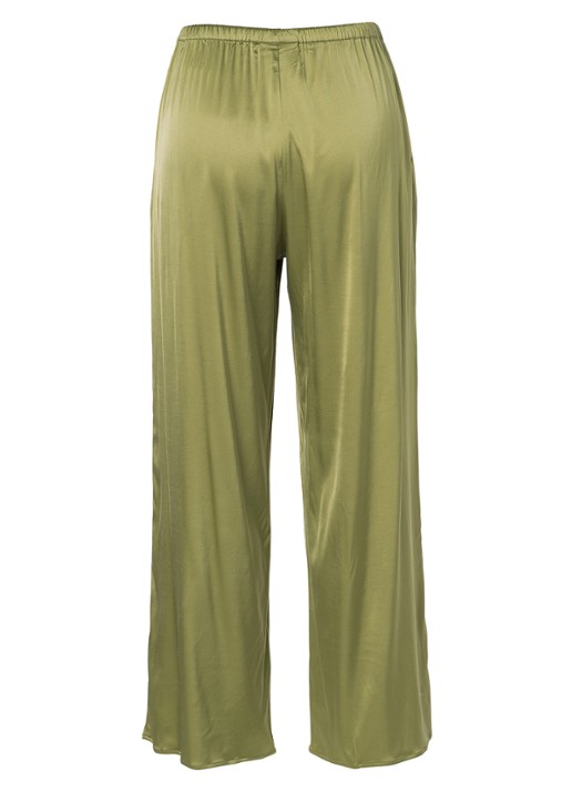 Essenza Ida loungebroek met glanzende finish - voorkant 2 groen