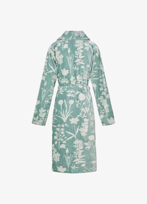 Essenza Maribel badjas met bloemenprint - voorkant 2 lindegroen
