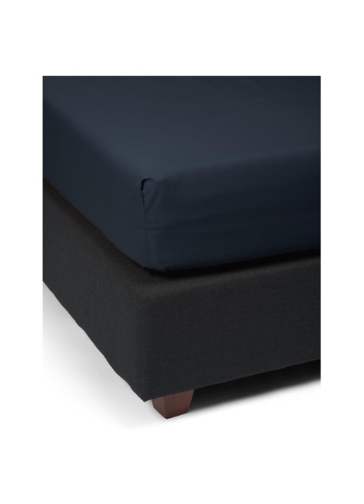 Essenza Minte hoeslaken van katoensatijn 300TC, hoekhoogte 35 cm - achterkant 3 donkerblauw