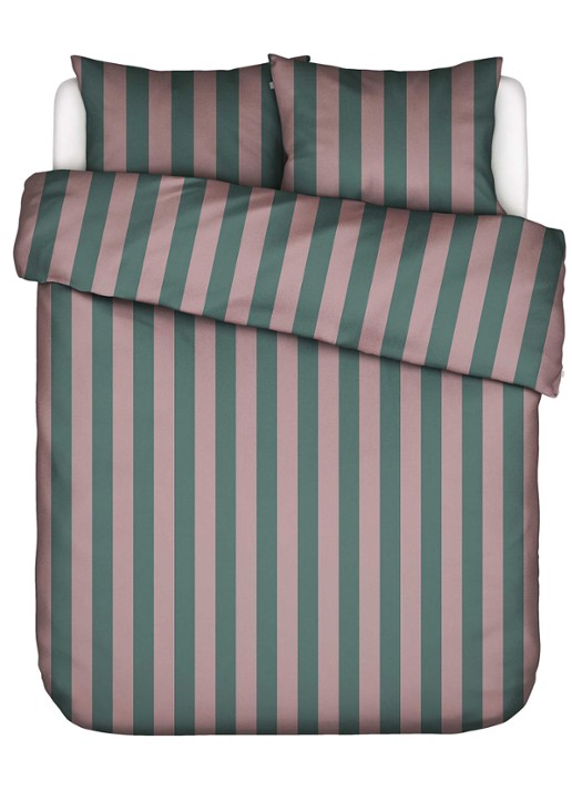 Essenza Minte Stripe dekbedovertrek van katoensatijn 300TC - inclusief kussensloop - voorkant 6 roze