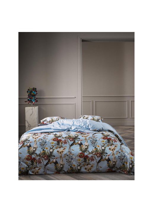 Essenza Premium Collection Airen katoensatijn dekbedovertrekset 300TC - inclusief kussenslopen - voorkant 2 lichtblauw