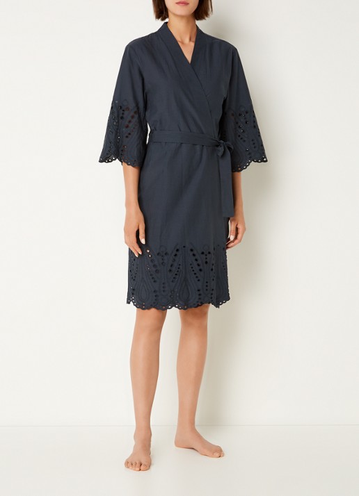 Essenza Sarai Tilia kimono met broderie - voorkant 4 donkerblauw