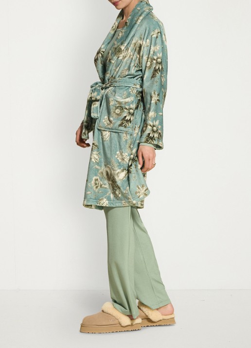 Essenza Steff Florean badjas met bloemenprint - detail 4 groen