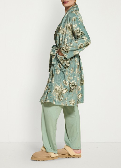 Essenza Steff Florean badjas met bloemenprint - detail 5 groen