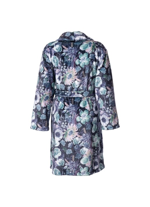 Essenza Steff Violesta badjas met bloemenprint - achterkant 5 antraciet